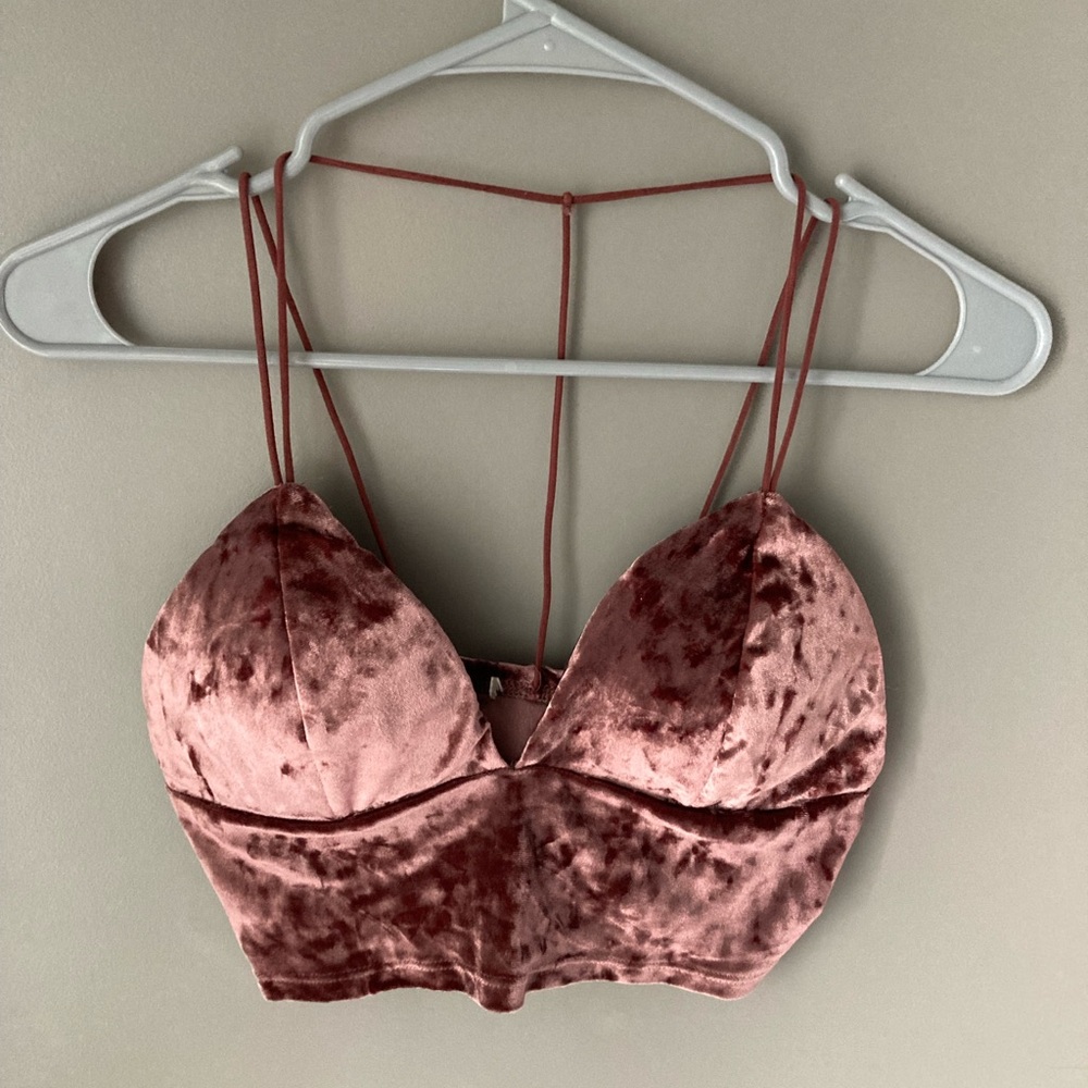 Velvet Mauve Pink Bralette Crop Top